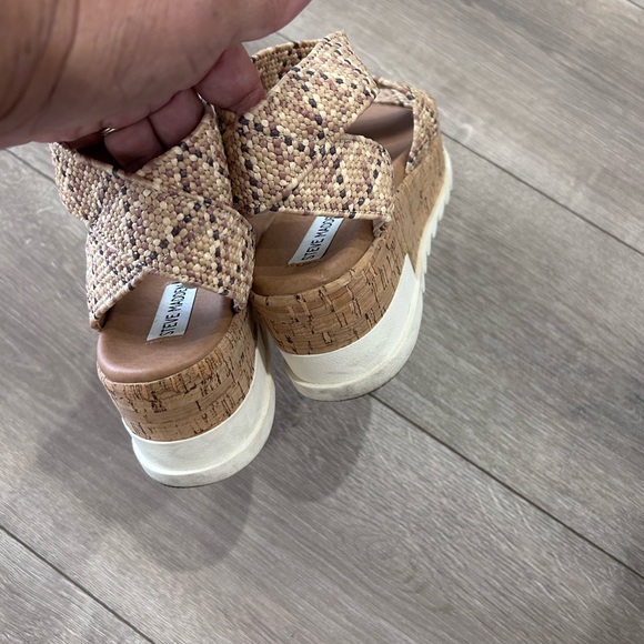 STEVE MADDEN • Beige Tone Ankle Strap Wedge Sandal • sz 7 - Picture 3 of 8